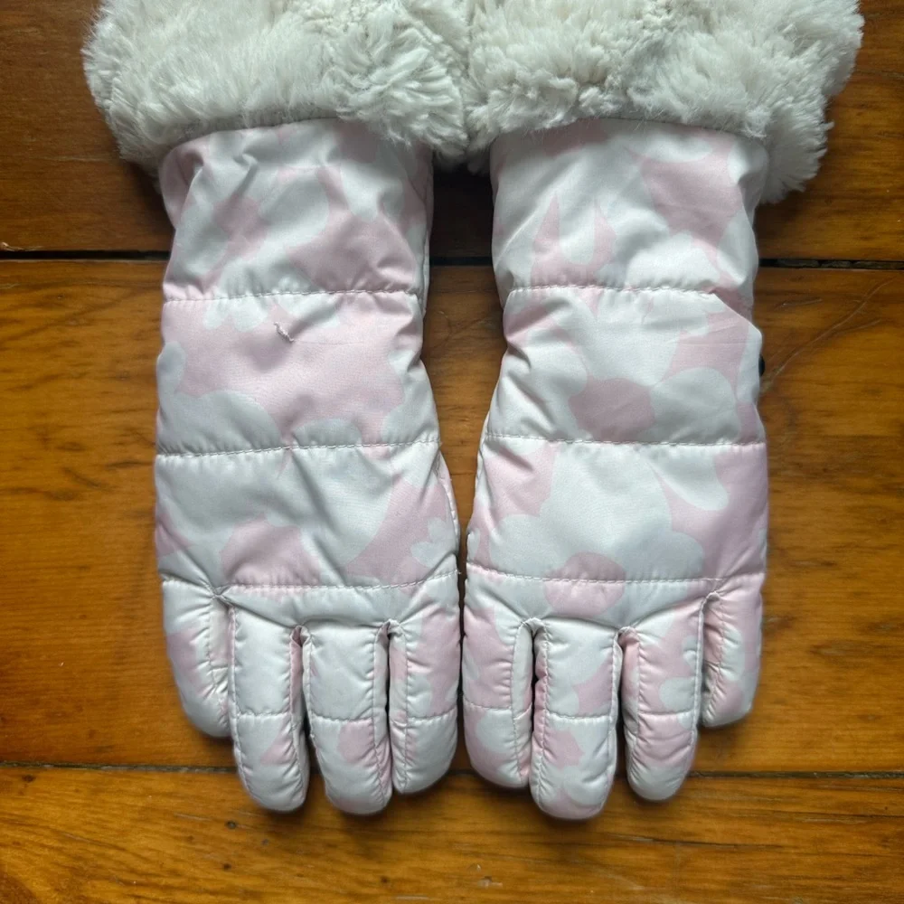 The North Face White and Pink Kids' Gloves
